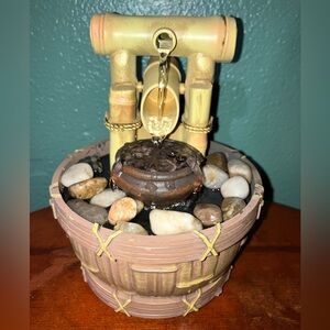 Tipping Bamboo Water Fountain with River Stones